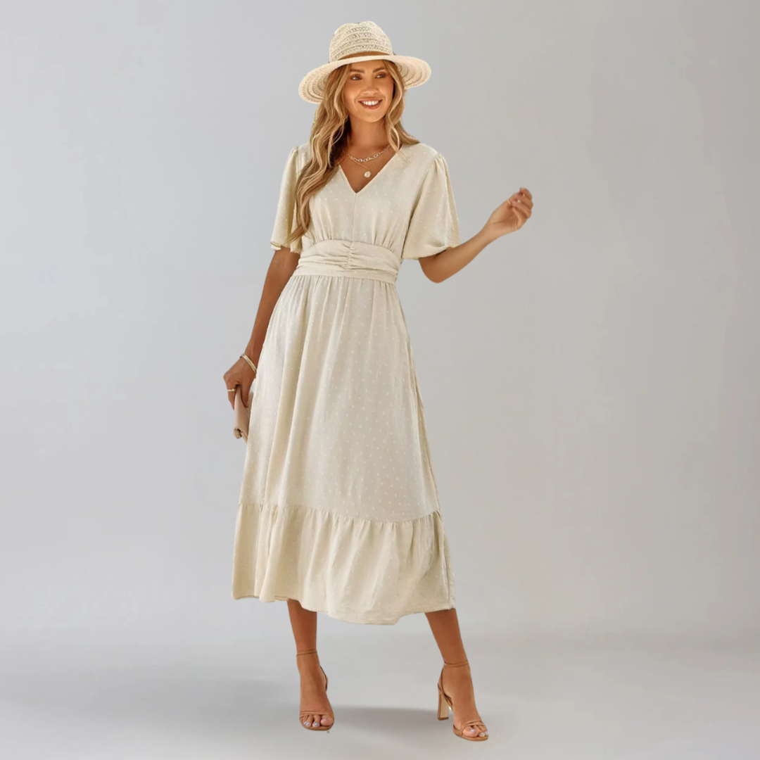 ARIA | Mittellanges Kleid mit V-Ausschnitt